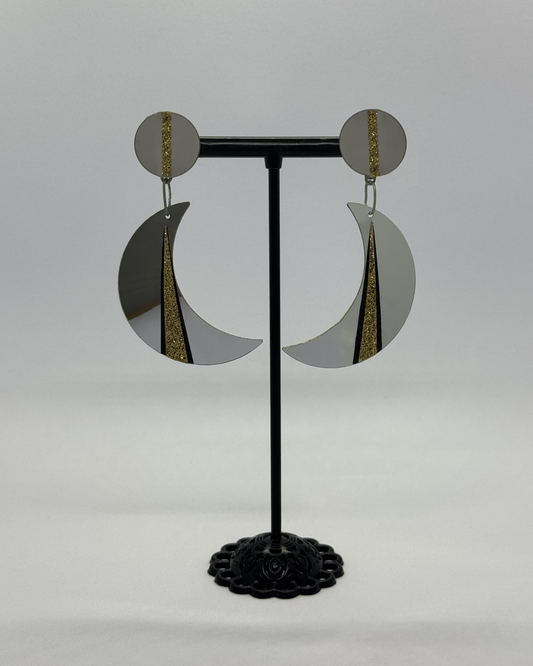 Kolczyki Luna metalowe sztyfty Modern