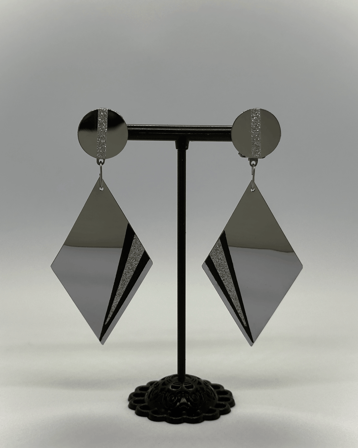 Kolczyki romby metalowe sztyfty Modern
